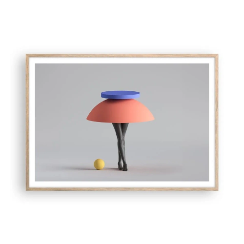 Pôster com moldura de carvalho claro - Composição surrealista - 100x70 cm