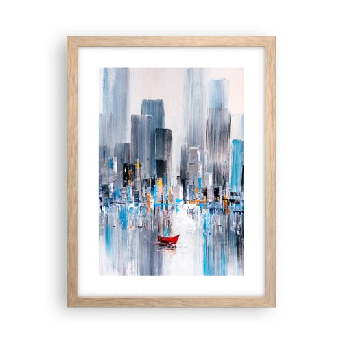 Pôster com moldura de carvalho claro - Uma metrópole à beira da baía - 30x40 cm