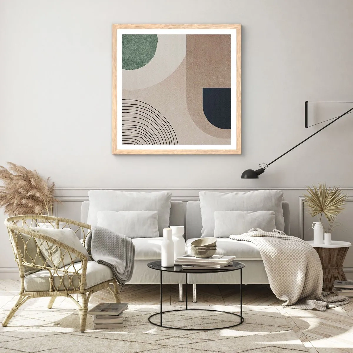 Pôster com moldura de carvalho claro - A gentileza do oval - 50x50 cm