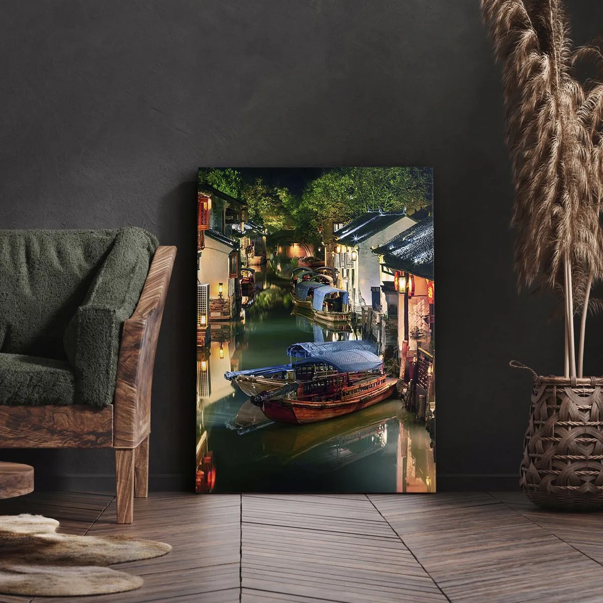 Quadro em tela - Uma noite em uma rua chinesa - 50x70 cm