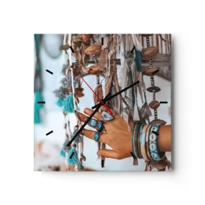 Relógio de parede - Relógio em vidro - Tesouros locais - 40x40 cm