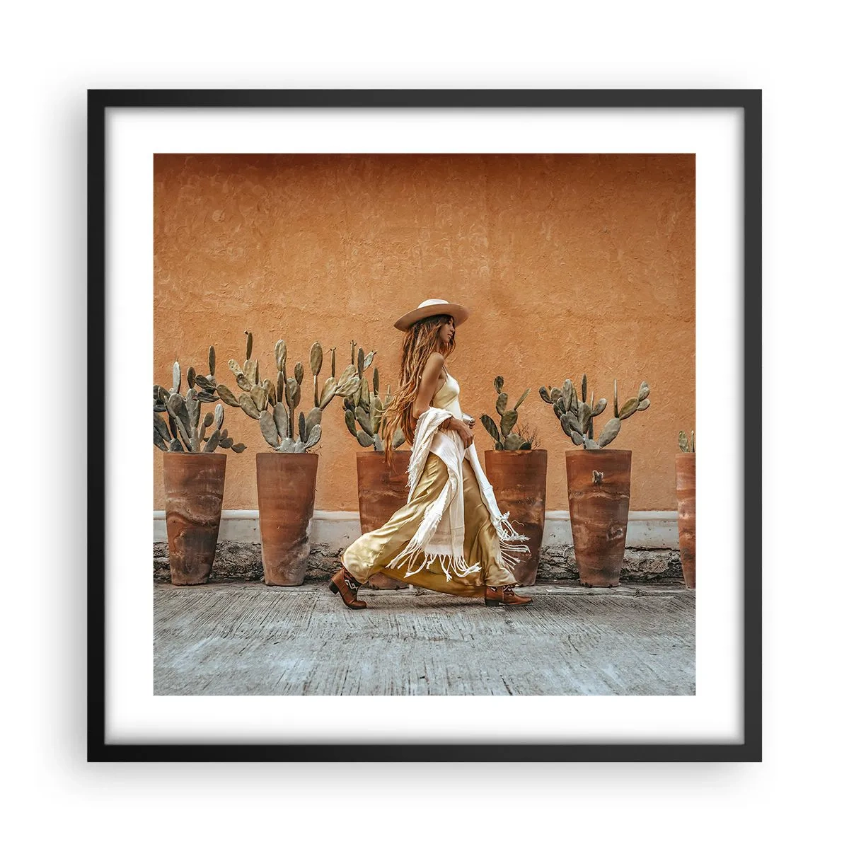 Pôster com moldura preta - Estilo hippie - 50x50 cm
