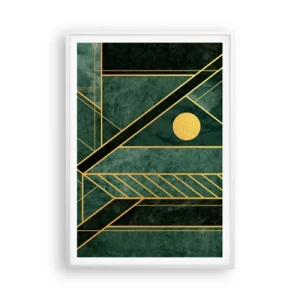 Pôster em moldura branca - A dinâmica do ouro e do azul - 70x100 cm