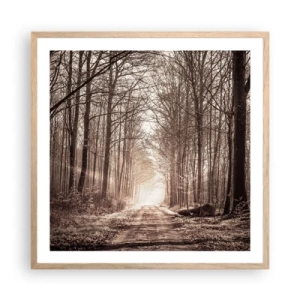 Pôster com moldura de carvalho claro - Catedral na Floresta - 60x60 cm