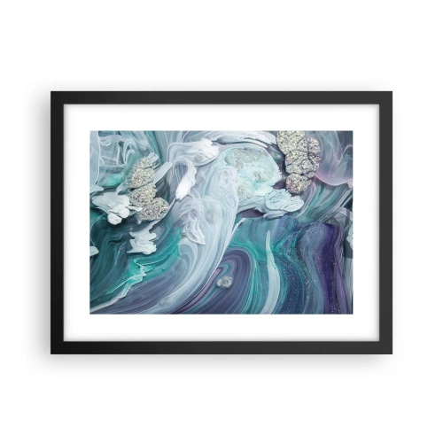 Pôster com moldura preta - Correntes de azul - 40x30 cm