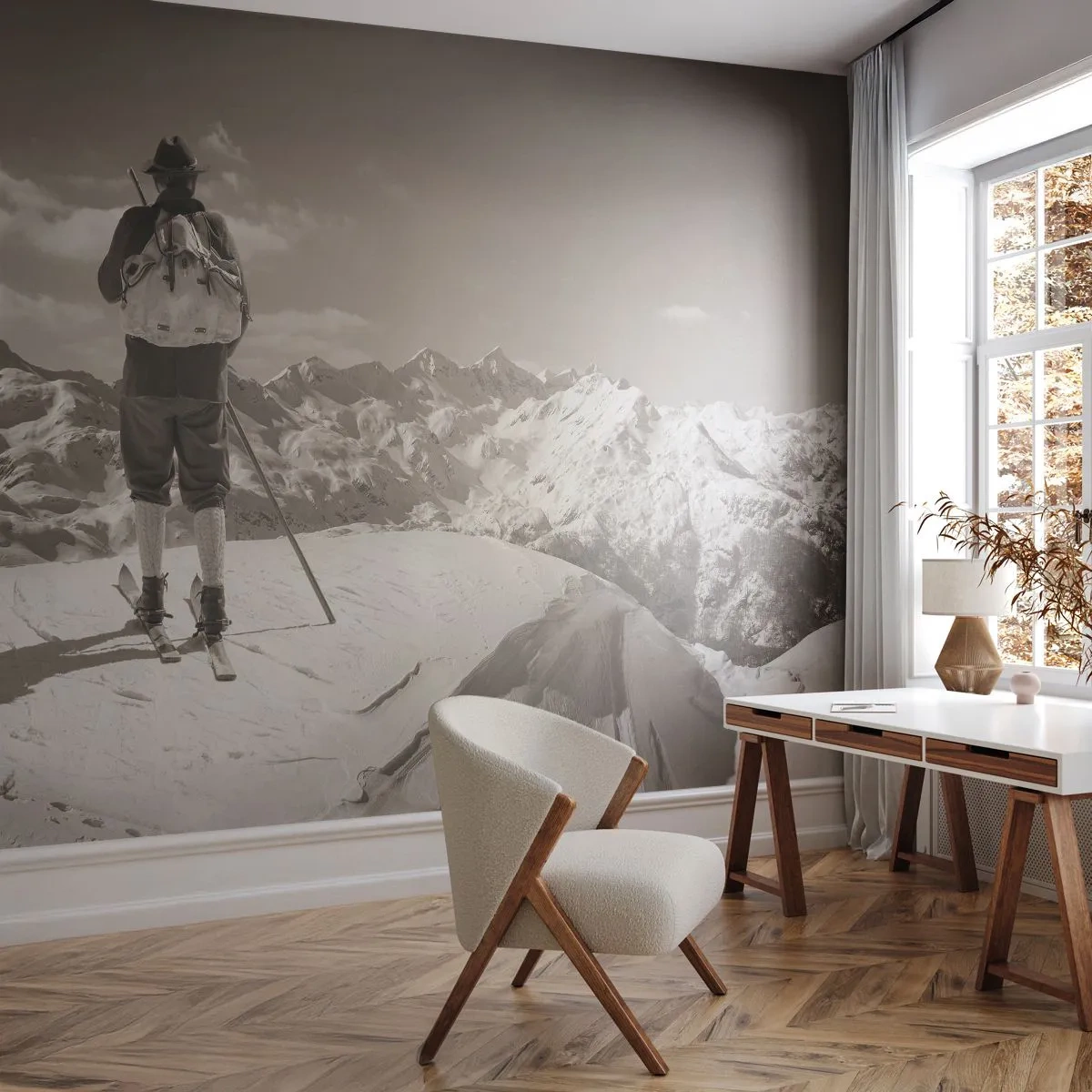 Papel de Parede Standard Eco - E as montanhas são as mesmas - Paisagem, Montanhas, Esquiador - 400x280 cm