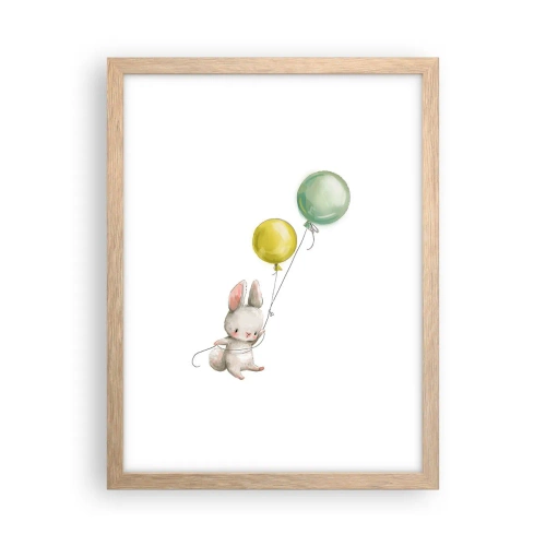 Pôster com moldura de carvalho claro - Também quero voar! - 30x40 cm