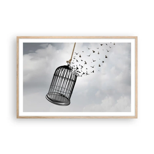 Pôster com moldura de carvalho claro - Fé... Esperança... Liberdade! - 91x61 cm
