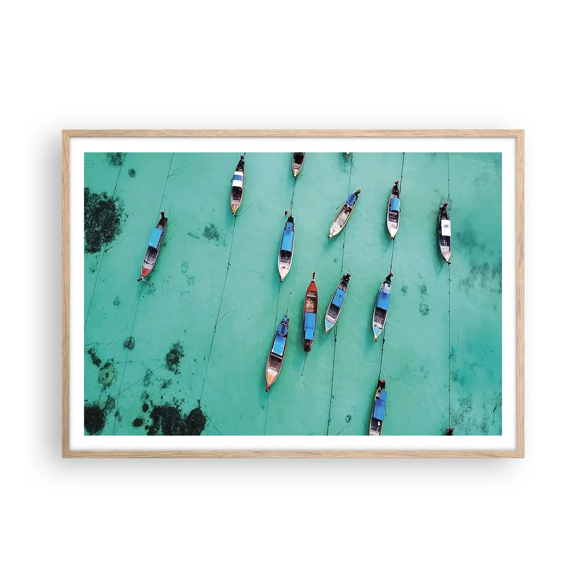 Pôster com moldura de carvalho claro - Na alegre expectativa - 100x70 cm