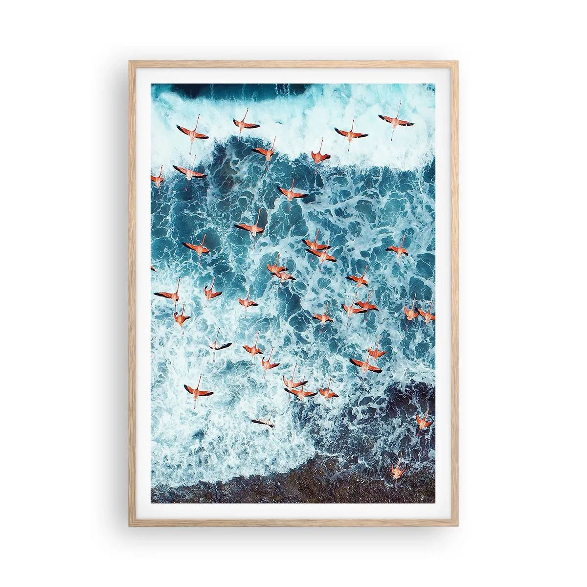 Pôster com moldura de carvalho claro - Desfile à beira-mar - 70x100 cm