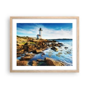 Pôster com moldura de carvalho claro - Voltem bem, estou à espera - 50x40 cm