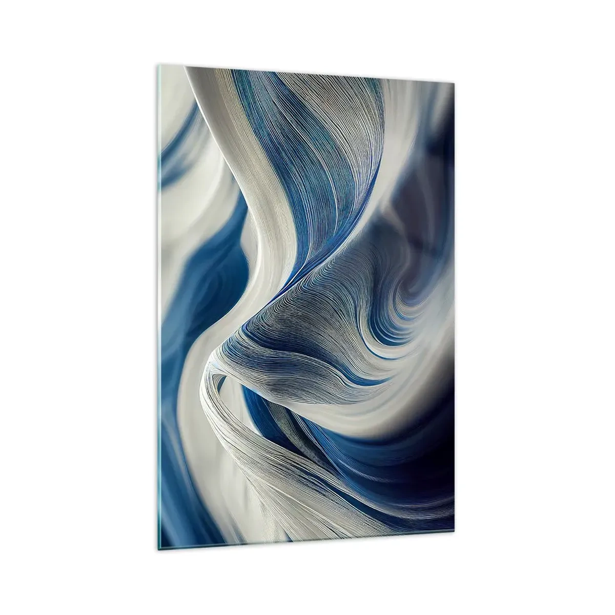 Quadro em vidro - A fluidez do azul e do branco - 70x100 cm
