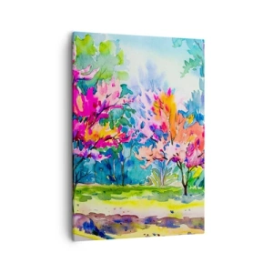 Quadro em tela - Um jardim arco-íris no brilho da primavera - 50x70 cm