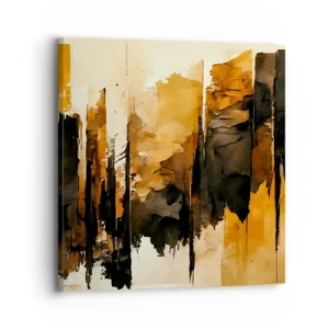 Quadro em tela - Harmonia de preto e dourado - 30x30 cm