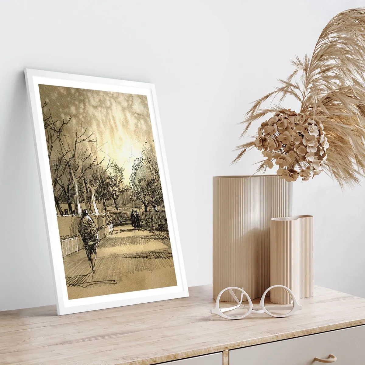 Pôster em moldura branca - Um momento capturado por uma pena - 50x70 cm