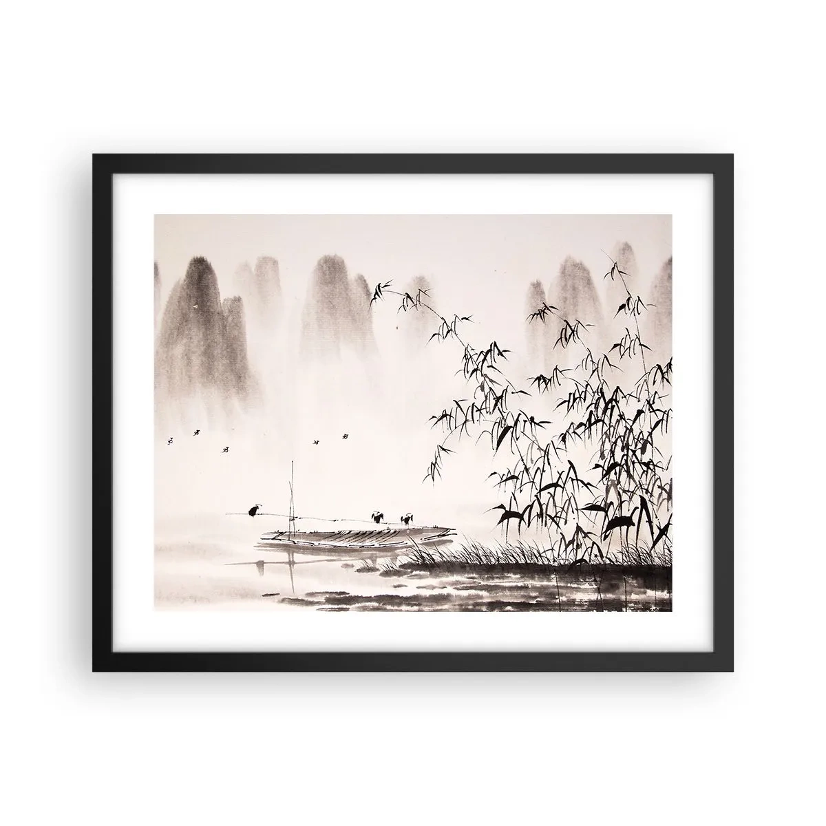 Pôster com moldura preta - O silêncio dos campos de arroz - 50x40 cm