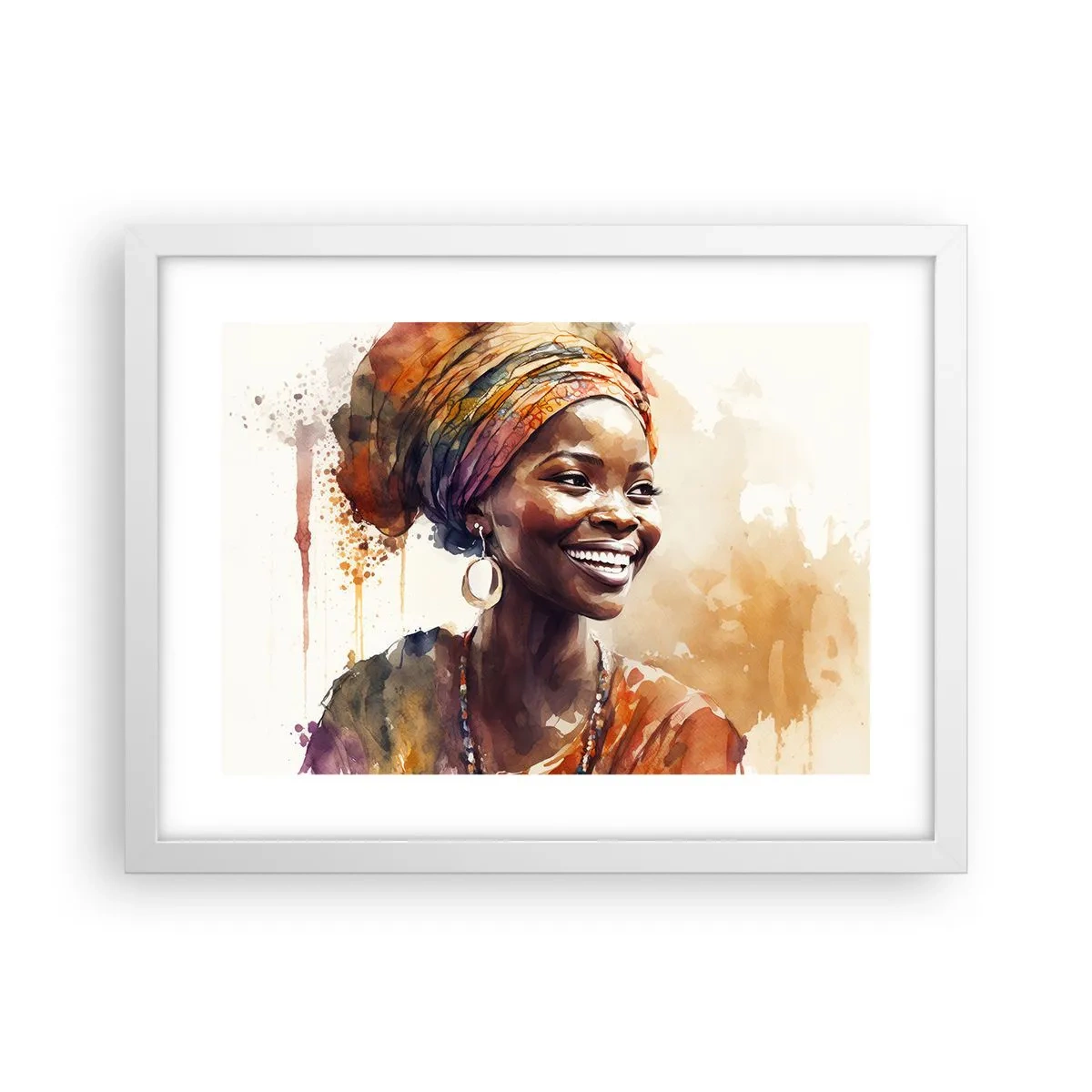 Pôster em moldura branca - Rainha africana - 40x30 cm