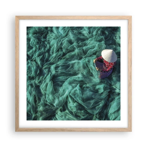 Pôster com moldura de carvalho claro - Num mar de redes - 50x50 cm