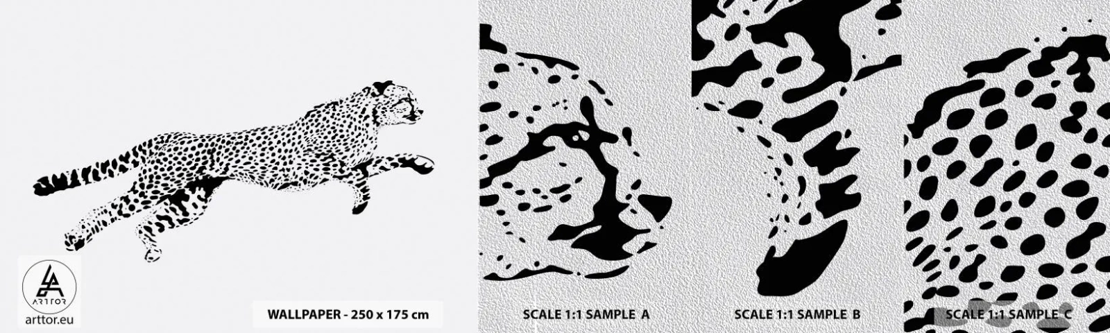 Amostra de papel de parede Premium Sand - O mais rápido da Terra - Animais, guepardo, Gato selvagem - 100x30 cm