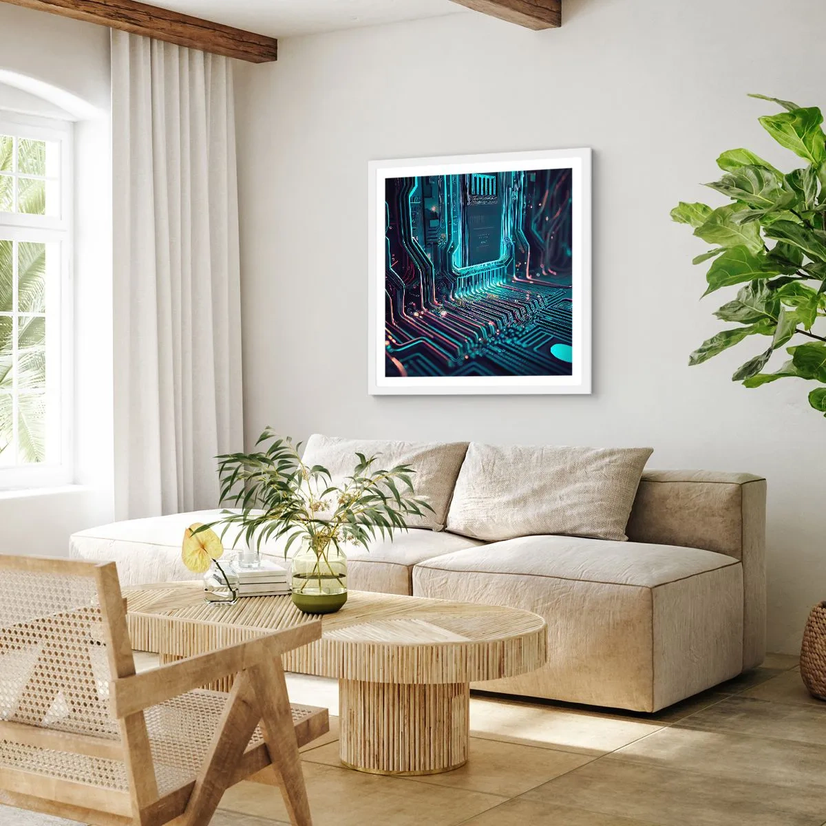 Pôster em moldura branca - Só estou a pensar... - 30x30 cm