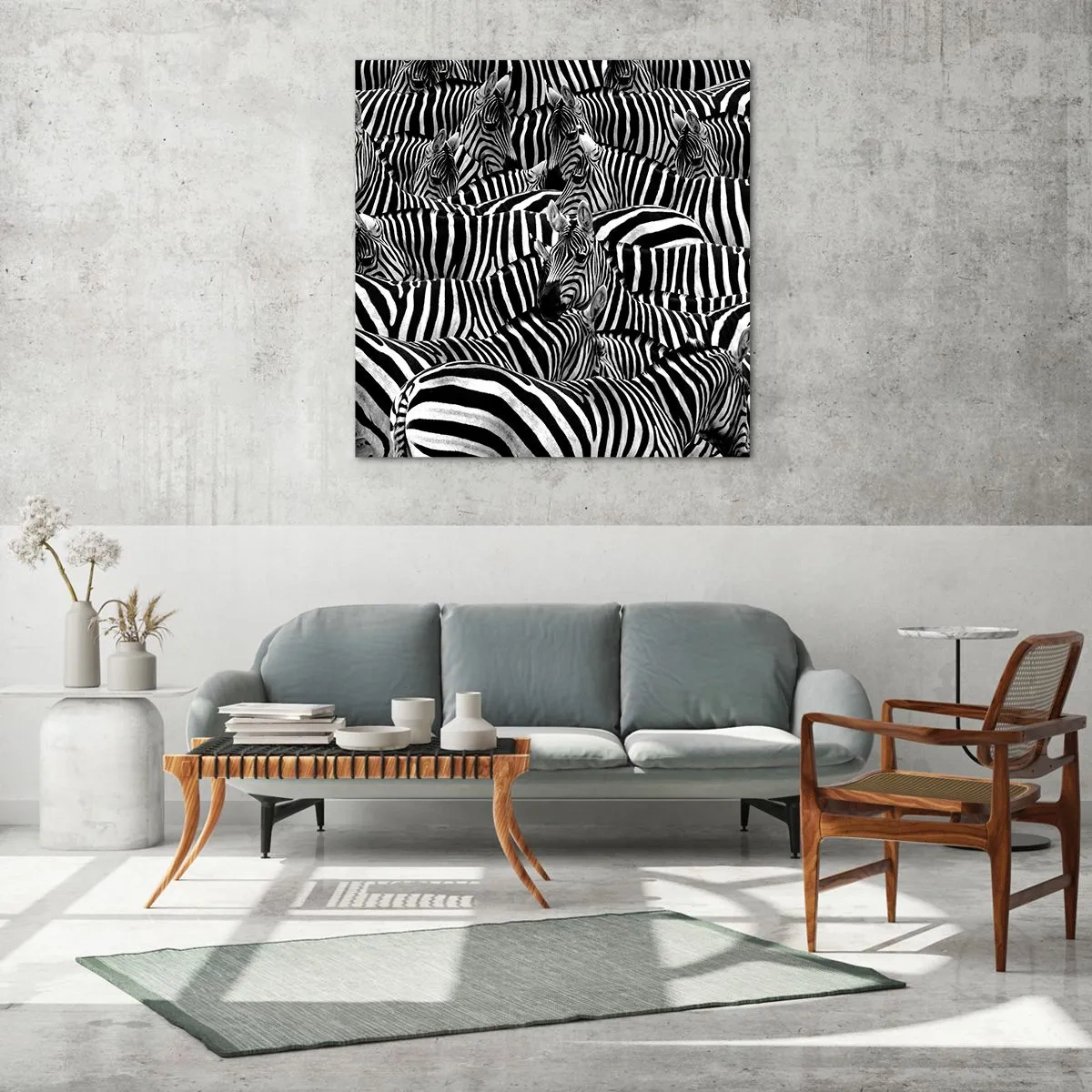 Quadro em vidro - Retrato de grupo em listras - 70x70 cm