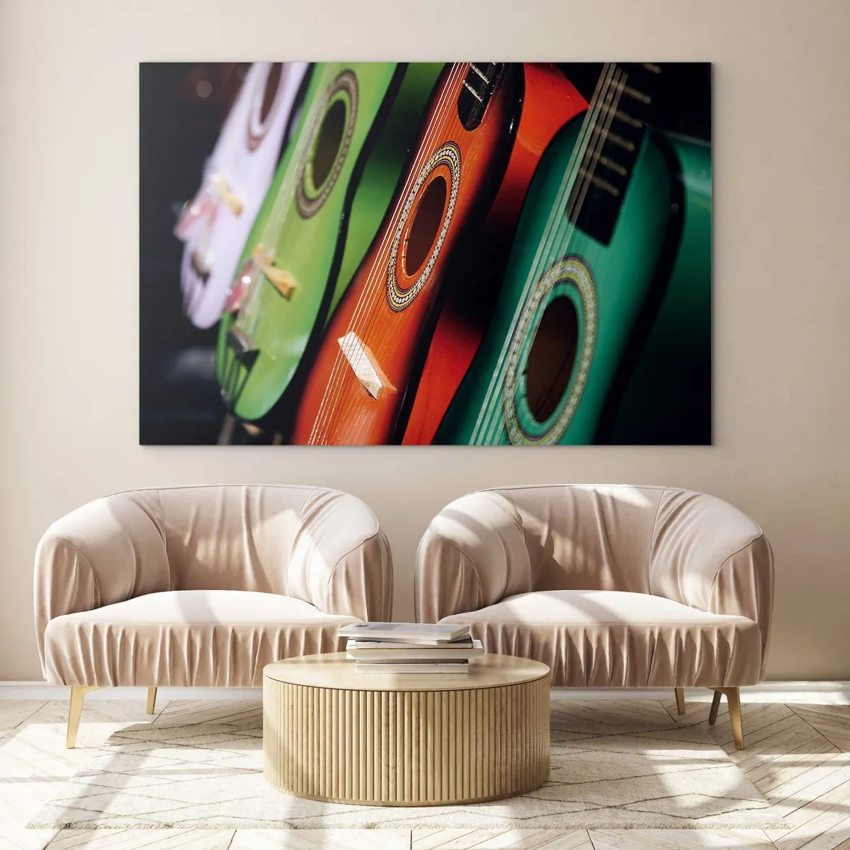 Quadro em vidro - A guitarra tem muitas cores - 120x80 cm