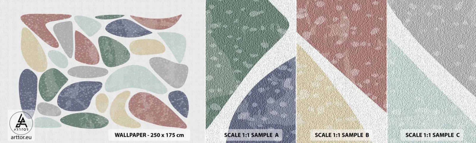 Amostra de Papel de Parede Standard Eco - Um mosaico de cores em pó - Minimalismo, Pastel, Boho - 100x30 cm