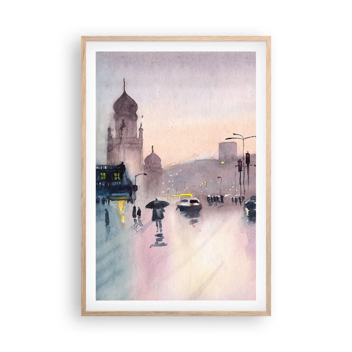 Pôster com moldura de carvalho claro - Na névoa chuvosa - 61x91 cm