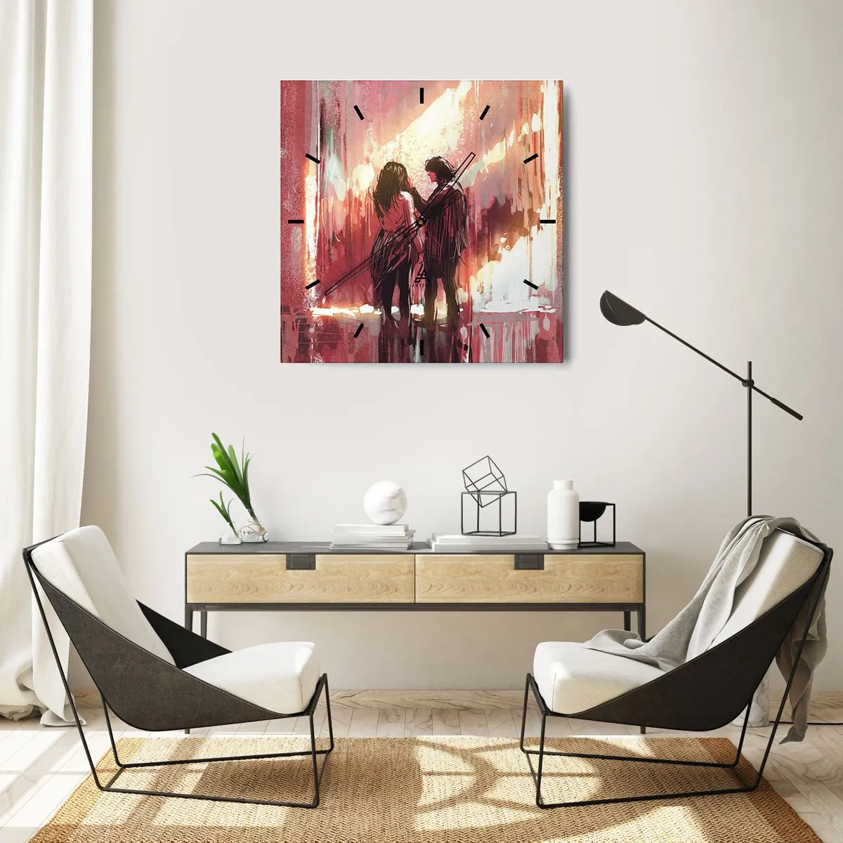 Relógio de parede - Relógio em vidro - O eterno espetáculo do amor - 30x30 cm