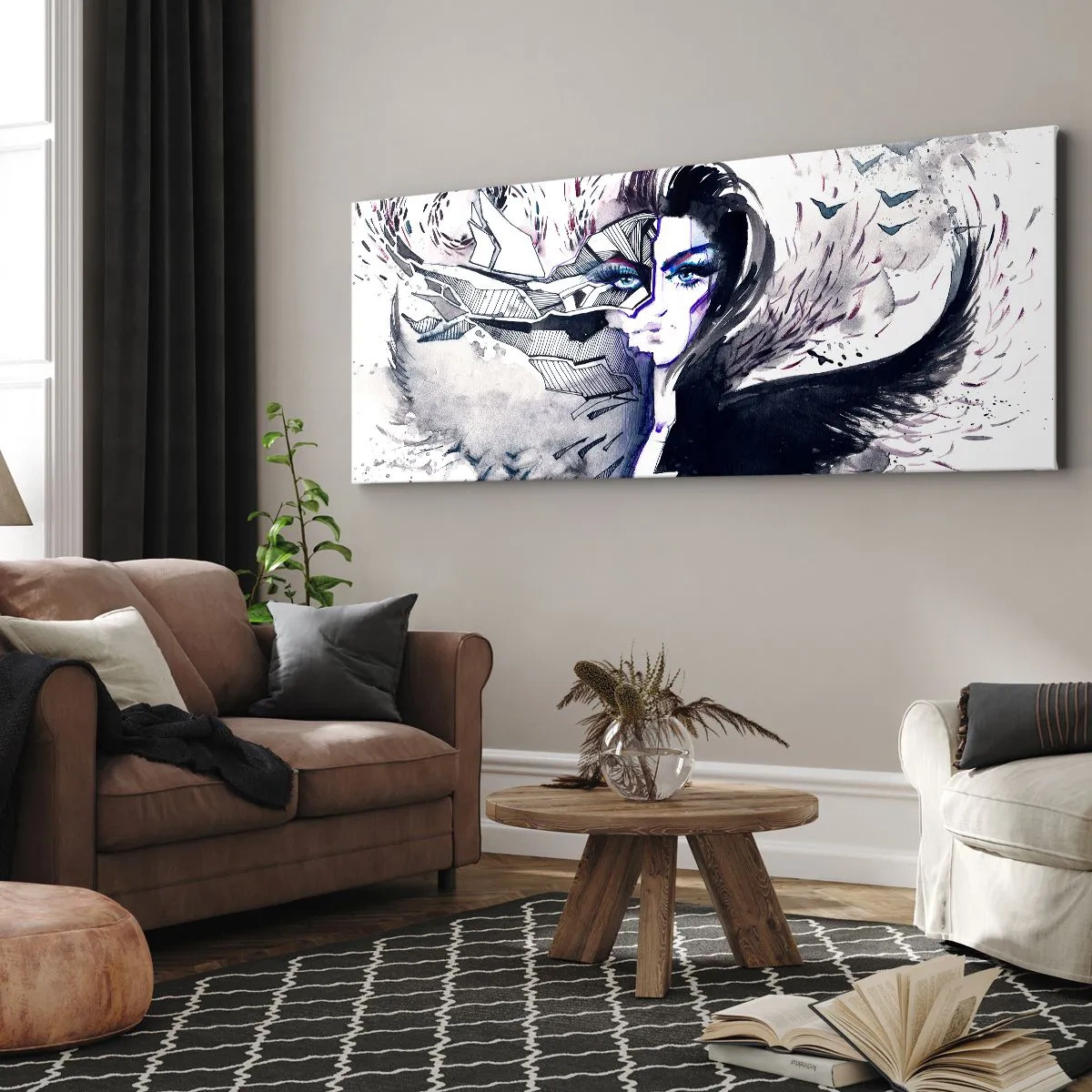 Quadro em tela - Demoníaca e linda - 90x30 cm