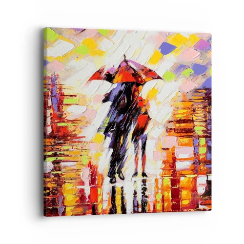 Quadro em tela - Juntos durante a noite e a chuva - 40x40 cm