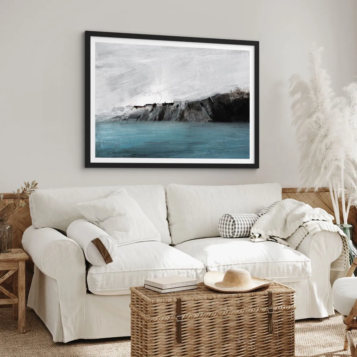 Pôster com moldura preta - Água – terra: choque dos elementos - 70x50 cm