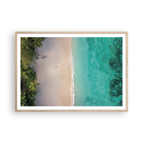 Pôster com moldura de carvalho claro - Praia do paraíso - 100x70 cm