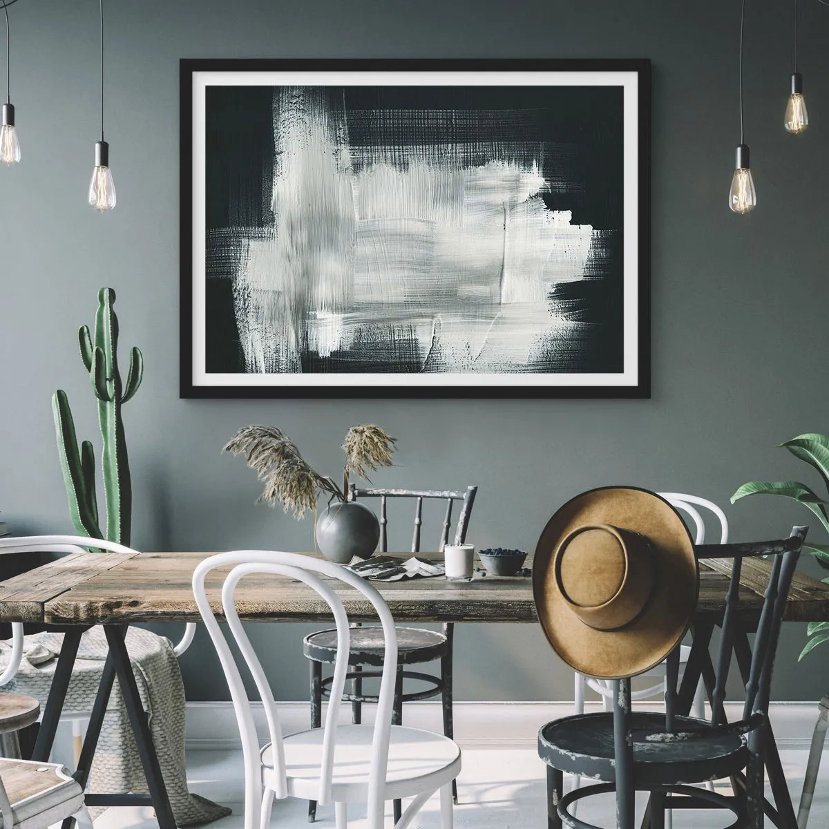 Pôster com moldura preta - Entrelaçado na vertical e horizontal - 100x70 cm