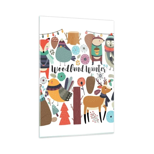 Quadro em vidro - Natal de conto de fadas na floresta - 80x120 cm