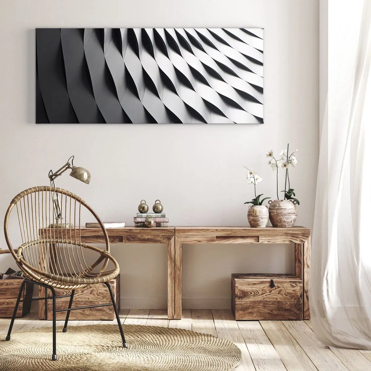 Quadro em tela - Na superfície das ondas - 140x50 cm