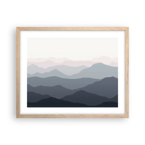 Pôster com moldura de carvalho claro - Ondas de montanha - 50x40 cm