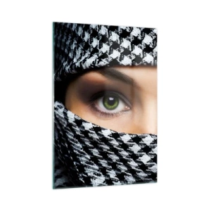 Quadro em vidro - Retrato de uma beleza velada de olhos verdes - 50x70 cm