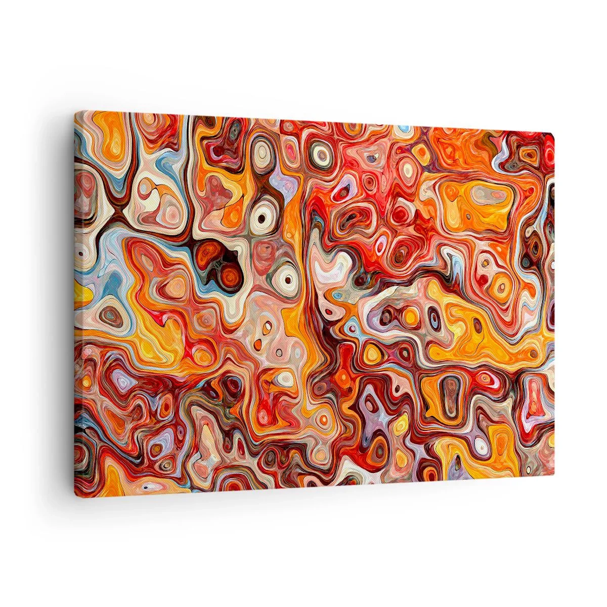 Quadro em tela - Uma composição abstrata em tons quentes de vermelho, laranja e amarelo. - 70x50cm - Se as nozes tivessem derretido no mel - Decoração de parede moderna para a sala de estar e quarto ARTTOR