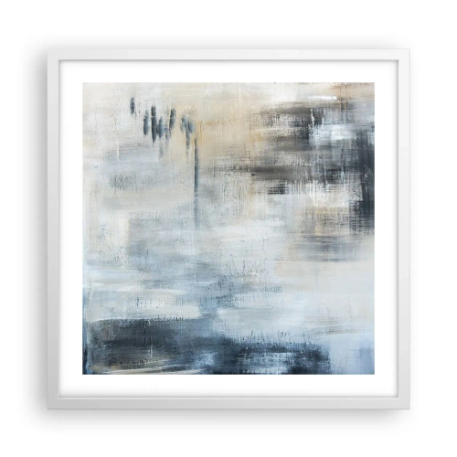 Pôster em moldura branca - Atrás da cortina azul - 50x50 cm