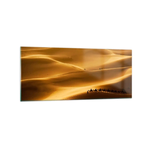 Quadro em vidro - Caravana nas ondas do deserto - 120x50 cm