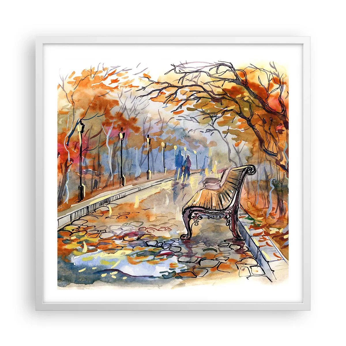 Pôster em moldura branca - Juntos pelo outono - 60x60 cm