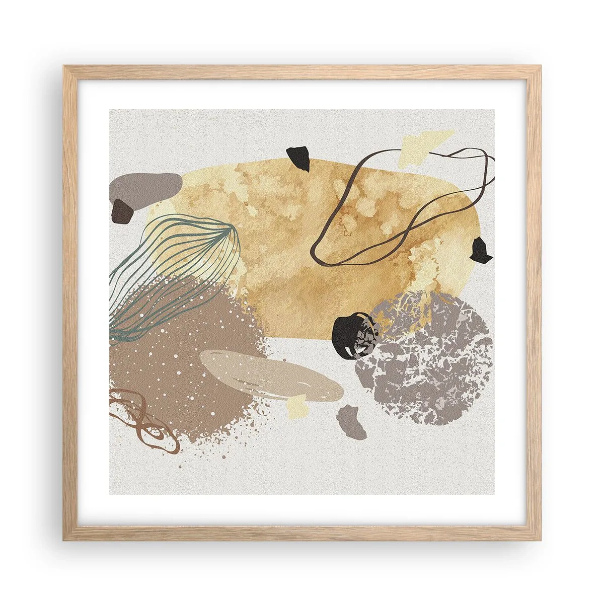 Pôster com moldura de carvalho claro - Plumcologia aplicada - 50x50 cm