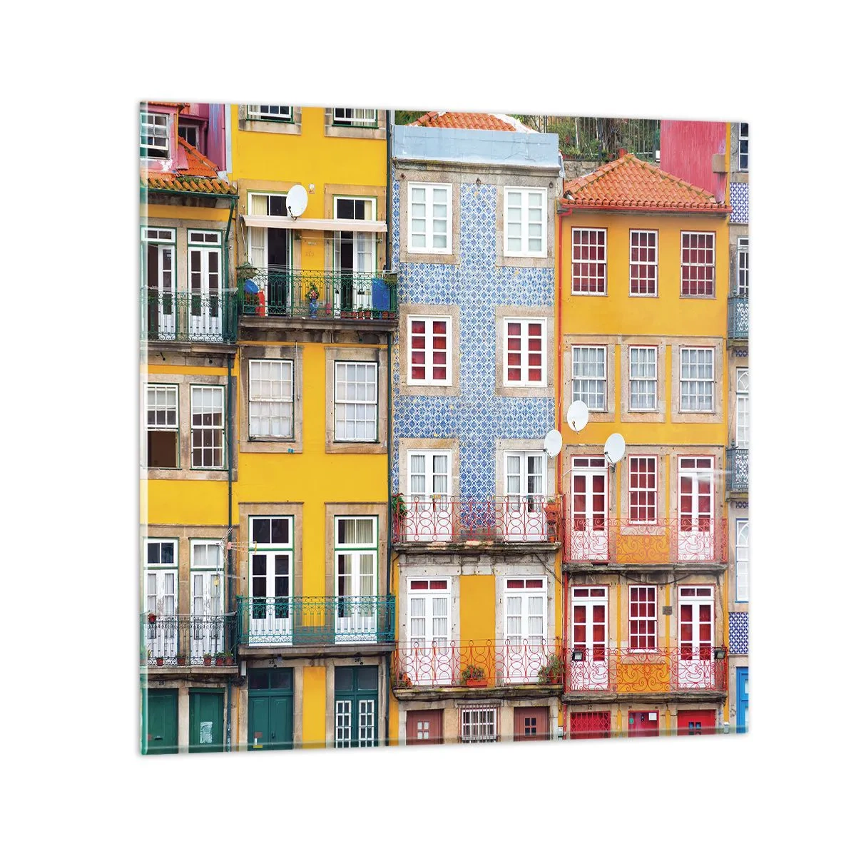 Quadro em vidro - Cores da cidade velha - 70x70 cm