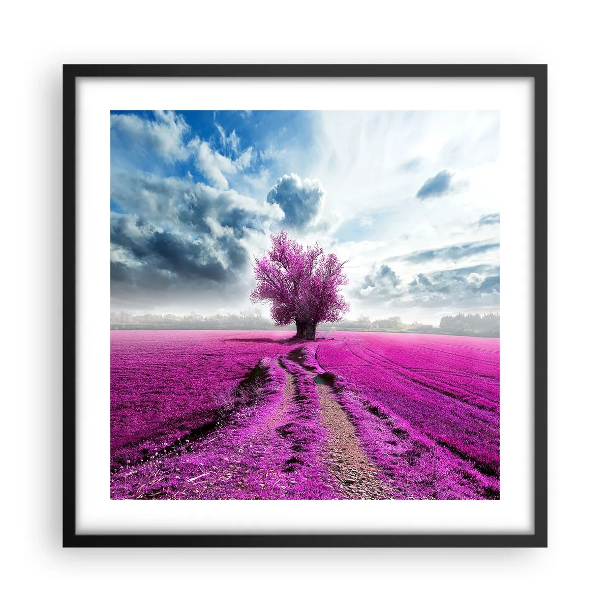 Pôster com moldura preta - Charmosa charneca - 50x50 cm