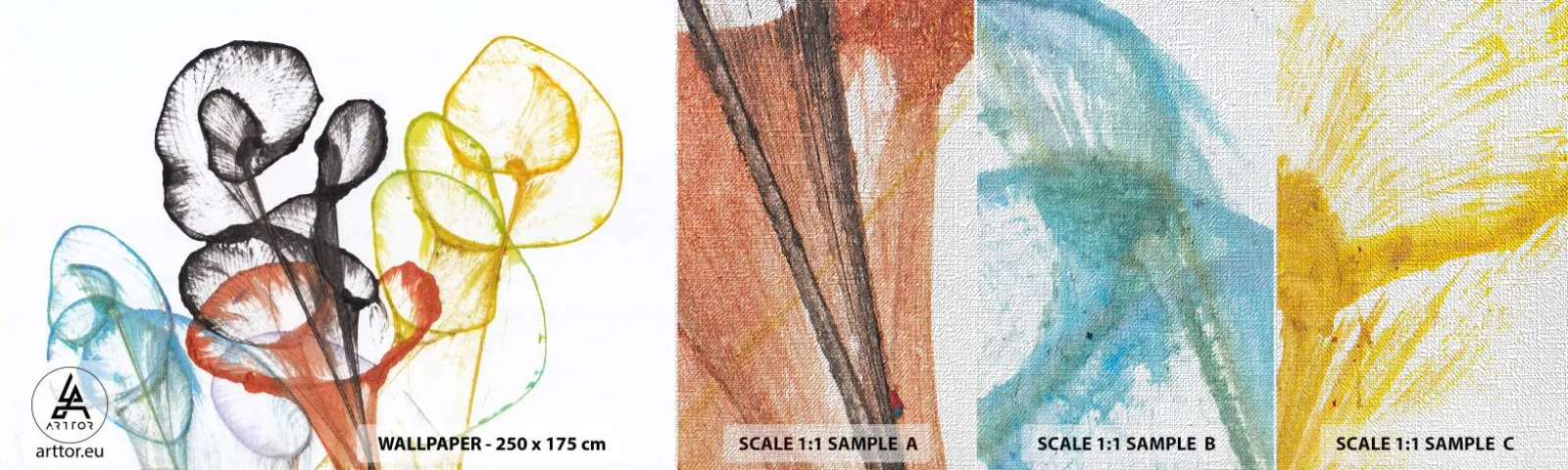 Amostra de papel de parede Premium Canvas - Flores com alma - Flores, Abstração, Gráficos - 100x30 cm