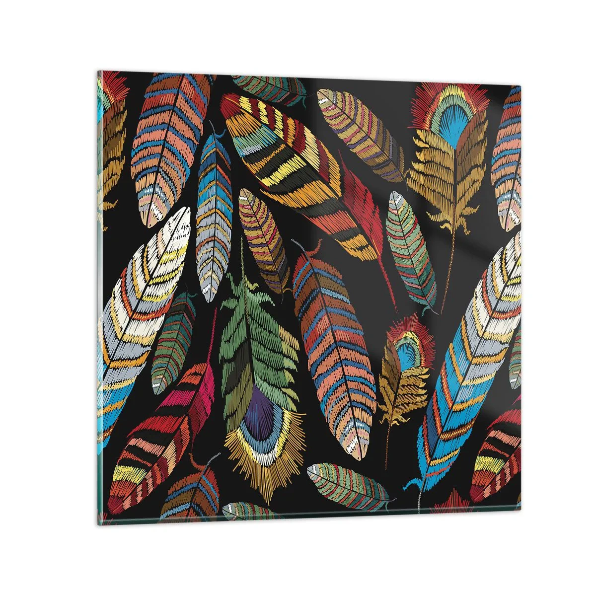 Quadro em vidro - O carnaval dos pássaros - 70x70 cm