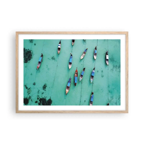 Pôster com moldura de carvalho claro - Na alegre expectativa - 70x50 cm