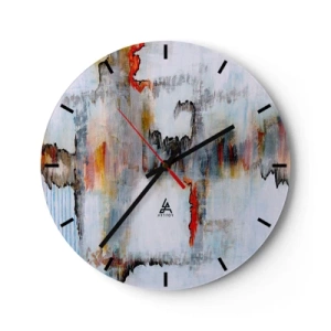 Relógio de parede - Relógio em vidro - Uma composição abstrata em cores brilhantes com detalhes intensos. - 30x30cm - Com um palito na água - Decoração de parede moderna para a sala de estar, cozinha e quarto ARTTOR
