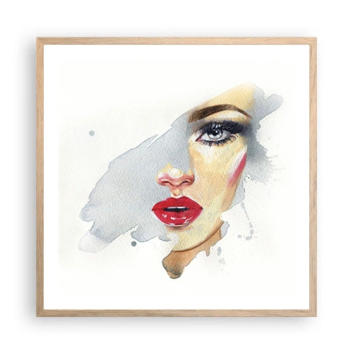 Pôster com moldura de carvalho claro - Reflexão numa gota de água - 60x60 cm